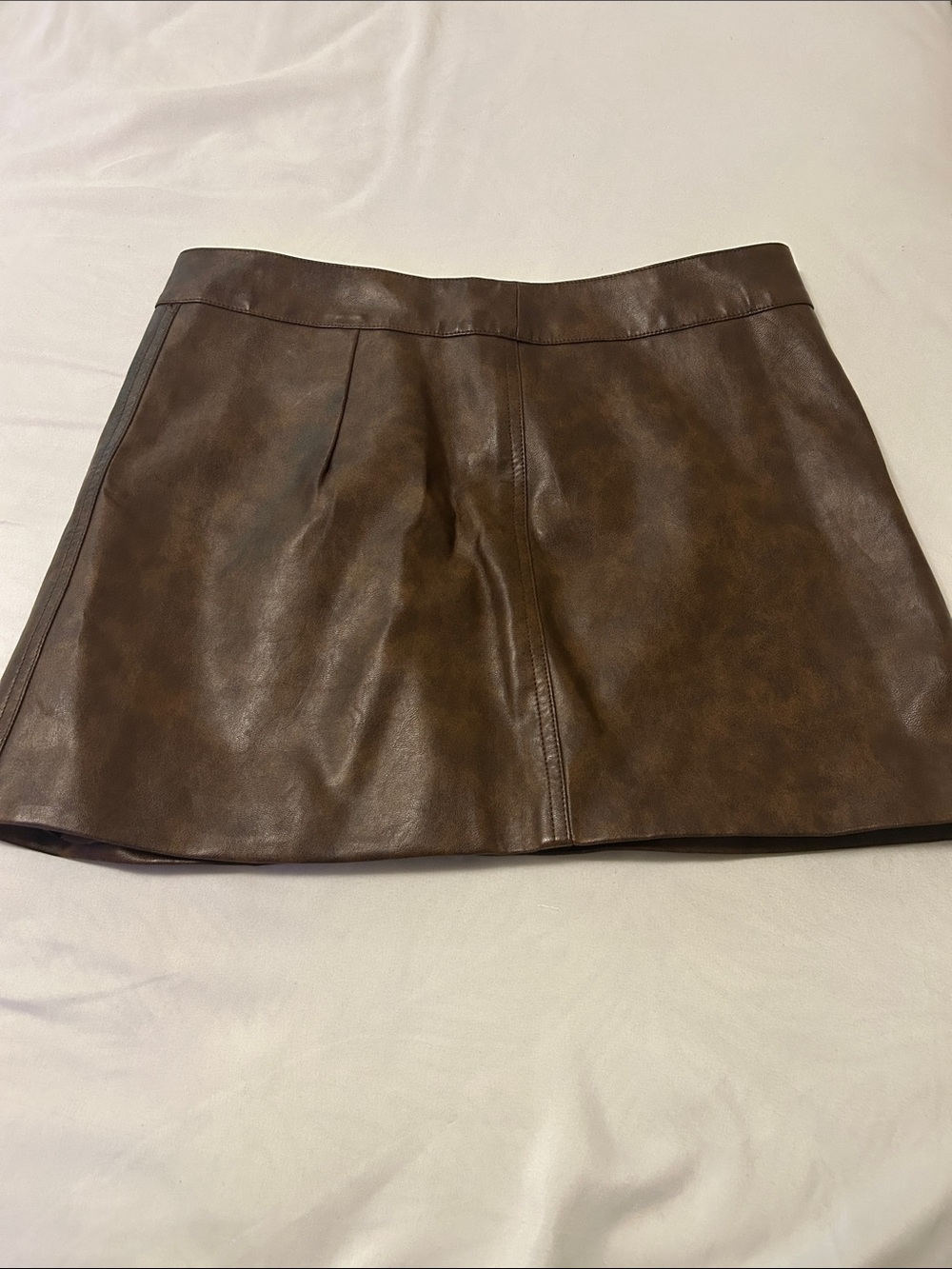 Brown Faux Leather Mini Skirt